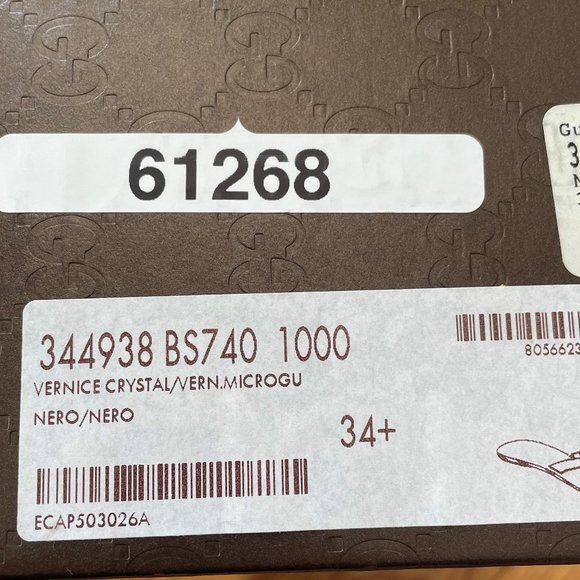 Gucci Black Vernice Crystal Thong Sandal Size 34.5 - Picture 11 of 11